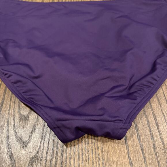 Lands End Womens Solid Purple Banded Bikini Swim Suit Bottom Brief Size 10 - Picture 3 of 5